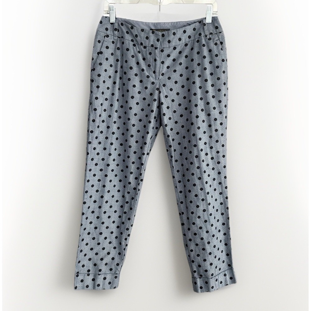Outback Red Polka Dot Chambray Ankle Pants Blue Navy Cotton Retro‎ Women's 6
